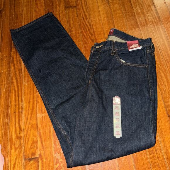 Arizona Jeans Mens 36x36 Dark Blue Loose Straight Leg Denim New With Tags - Picture 1 of 6